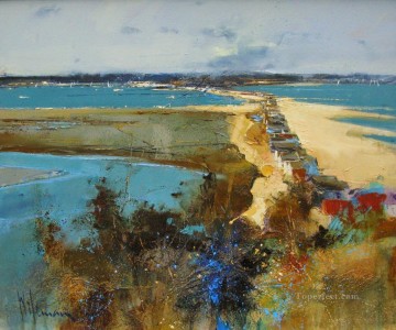 Puerto de Christchurch desde el paisaje marino abstracto de Hengistbury Head Pinturas al óleo